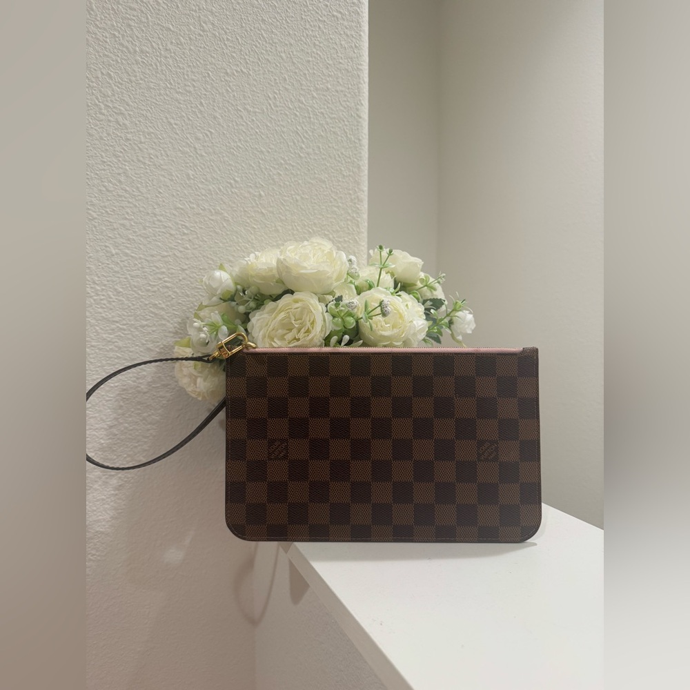 Neverfull MM Damien Eben w/ Rose Ballerine Interior Pouch